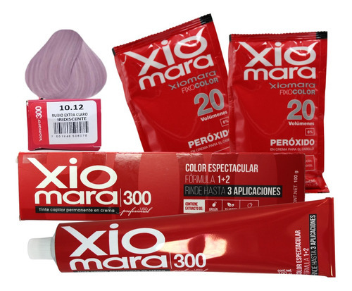  Tinte Para Cabello Xiomara 300 + 2 Peróxidos. Matizador Tono 10.12 Rubio Extra Claro iridiscente