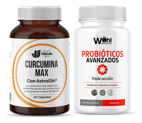 Pack Curcumina Max Nutrientes Vidalabs México Y Probioticos Avanzados Laboratorios Wöhl