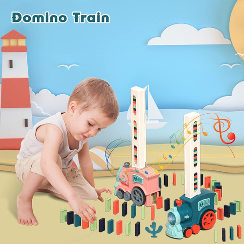 Juego De Juguetes Domino Train Para Niños, 100 Pcs Bloques Y