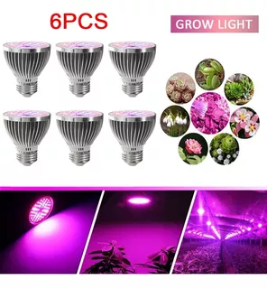 6 Lâmpadas Planta Crescer Luz E27 60 W 2835 Smd Espectro Com