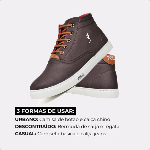 Tenis Kit 3 Pares Masculino Bota Cano Alto Polo Coturninho