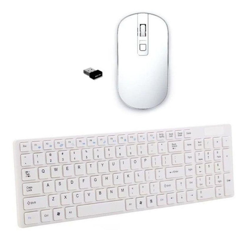 Teclado Mouse Wireless Branco Para Notebook Lenovo