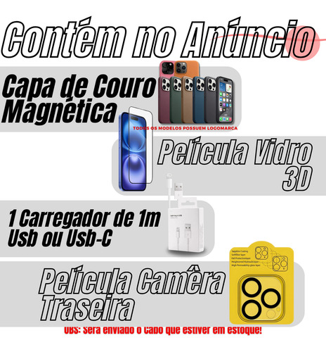 Kit Para iPhone 16 Pro Max / Pro / Padrão + Cabo Usb-c