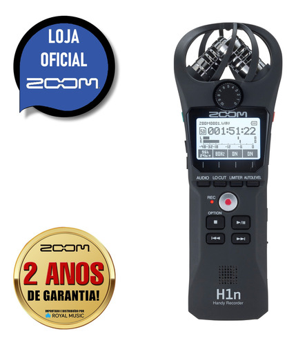 Gravador Digital De Áudio Zoom H1n Handy Recorder Black