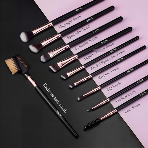 Juego De Brochas De Maquillaje Solve Modelo 16 Piezas Negro Color