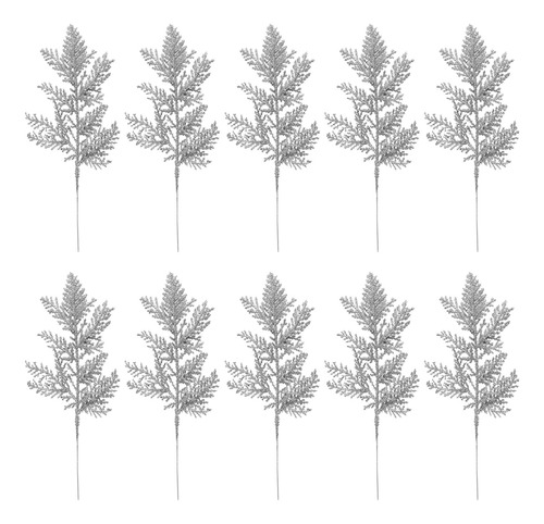 Decoración Navideña Artificial Con Ramas De Pino Plateadas,