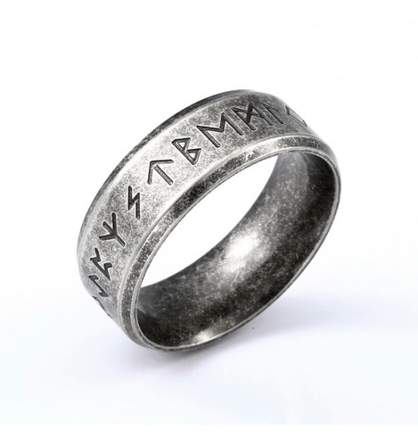 Anillo Vikingo Nórdico Amuleto Runas En Acero Inoxidable