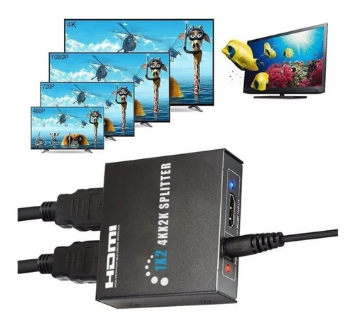 Imagen 4 de 6 de Multiplicador Splitter Hdmi 1 Entrada X 2 Salidas 1080 3d