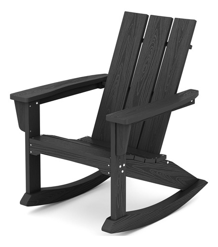 Kingyes Silla Mecedora Adirondack Moderna, Color Negro