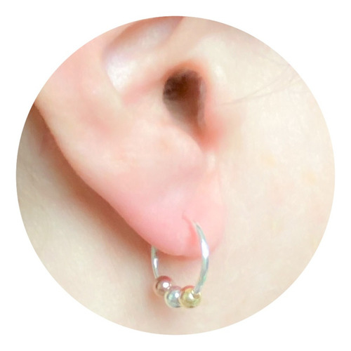 Aros Argollas Cubanos Con Bolitas De Plata 925 (ma906)