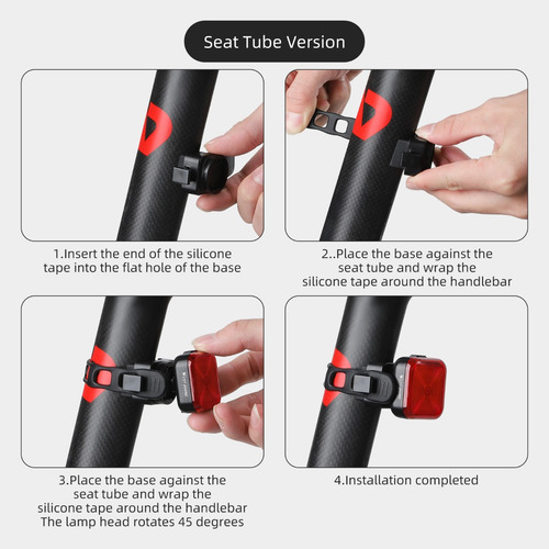 Luz Trasera De Bicicleta Impermeable Con Carga Led Tipo C