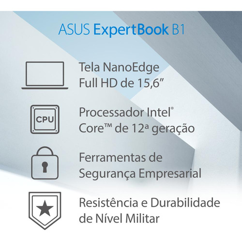 Notebook ASUS ExpertBook B1502CBA Intel Core i5 1235U 8GB Ram 512GB SSD Windows 11 Pro Tela 15,6" FHD Black - BQ2862X