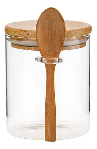Juego De 4 Tarros De Cristal Con Tapas De Bambú Y Cuchara Pa