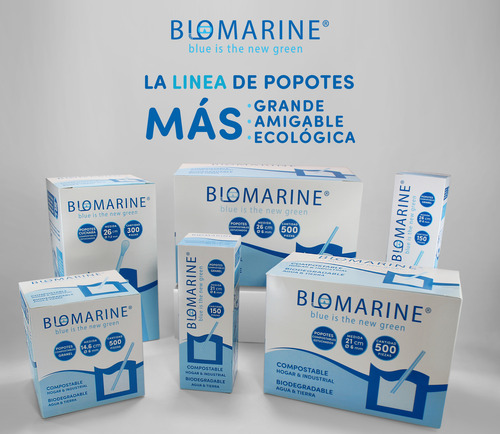 Popotes Cuchara Biomarine 26 Cm Biodegradables 1,200 Un.