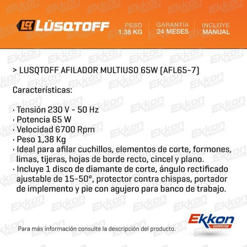 Imagen 2 de 8 de Afilador Eléctrico Lusqtoff Multiuso 65w Cuchillo Tijera