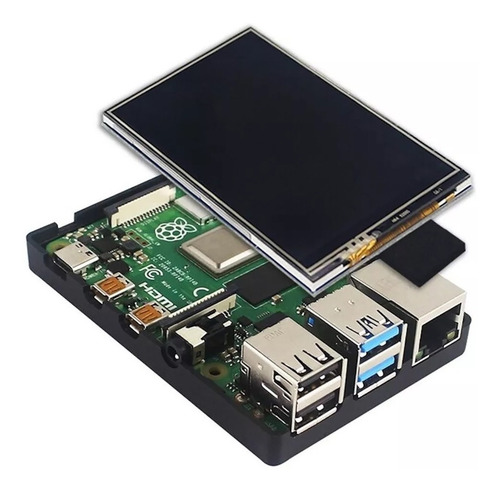Pantalla Tactil 3.5 Raspberry Pi 4 Case Doble Ventilador Kit