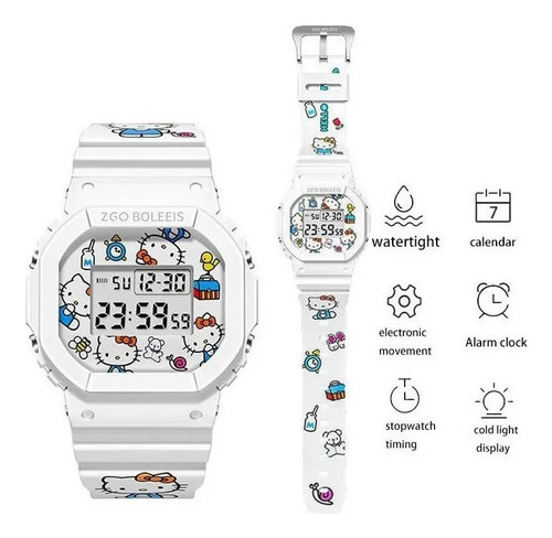 Reloj Deportivo Electrónico Hello Kitty, Cuadrado, Para Muje