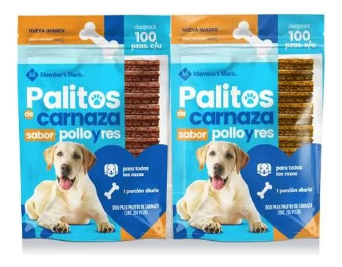 Carnaza Palitos Sabor Pollo Y Carne 200 Piezas Members Mark