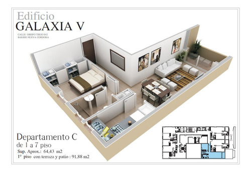 Imagen 10 de 10 de Dptos Nva Cba 1 2 Dorm C/ Balcon. Coch Opcional