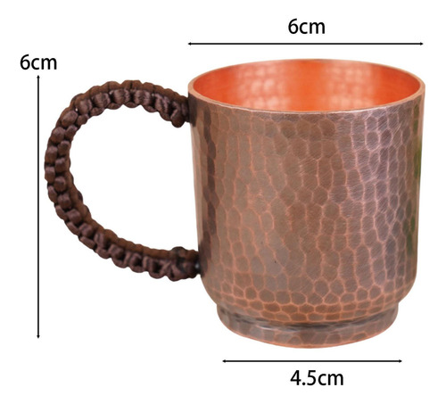 Taza De Cobre Puro De 100 Ml Con Asa, Taza De Té, Taza De