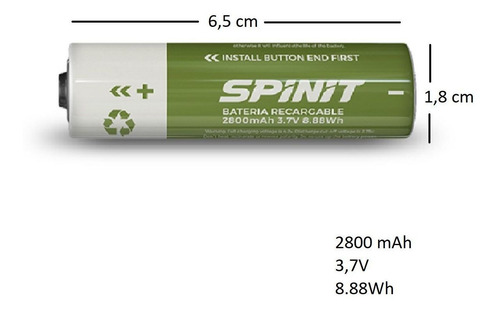 Imagen 2 de 6 de Pila Bateria Recargable 2800 Mah 3.7v Original Apto Spinit
