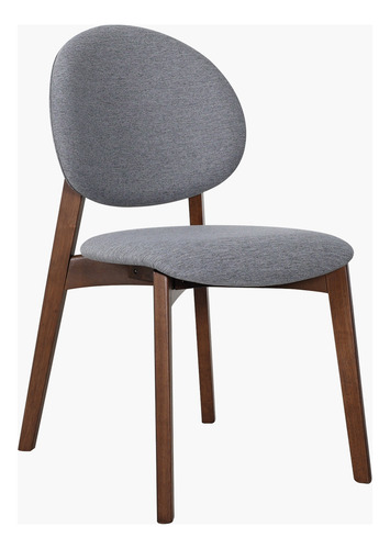 Silla Comedor Madera Nogal Tapiz Gris Minimalista Moderna