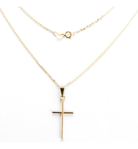 Collar De Cruz De Tubo De Oro De 10k Color Dorado
