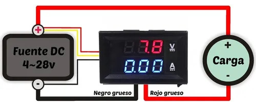 Tecneu Voltimetro Y Amperimetro 0 a 100v 10a Medicion Display Digital
