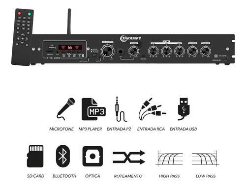 Kit Som Ambiente Taramps Ths6000 Bluetooth + 16 Caixas Frahm