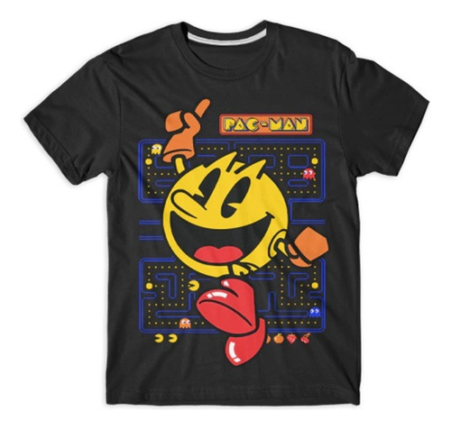 Remera Pac-man Jumping Salto  Serigrafia Algodon Peinado