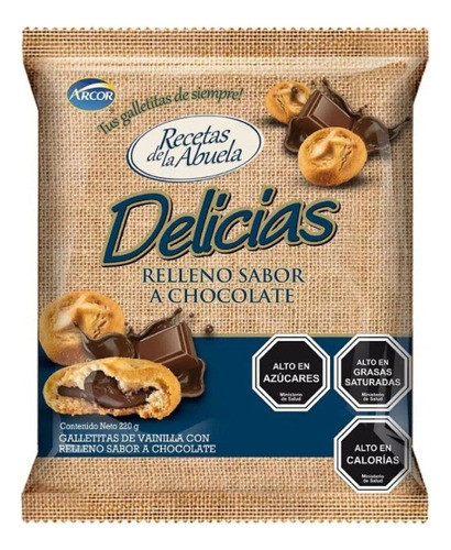 Galletas Delicias Arcor Relleno Sabor A Chocolate 220 G