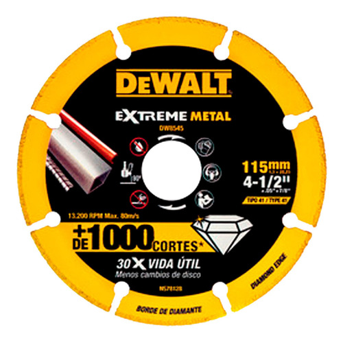 Disco De Corte Diamantado 4-1/2 Dewalt Dw8545 Color Plateado