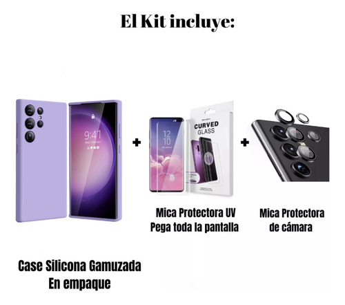 Case Funda Soft Premium Lila Para Samsung S23 Ultra + Micas