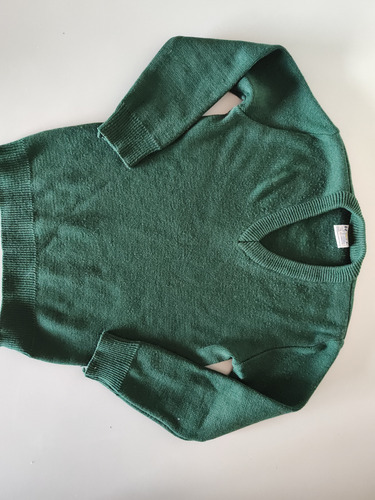 Sweater /pullover Colegial Unisex Verde T 8 Escote V. Usado (Usado)