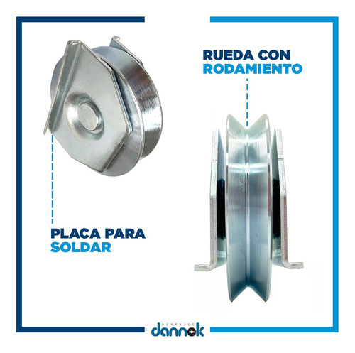 Rueda Porton Corredizo Canal Y Con Soporte X2u. Dannok 60mm