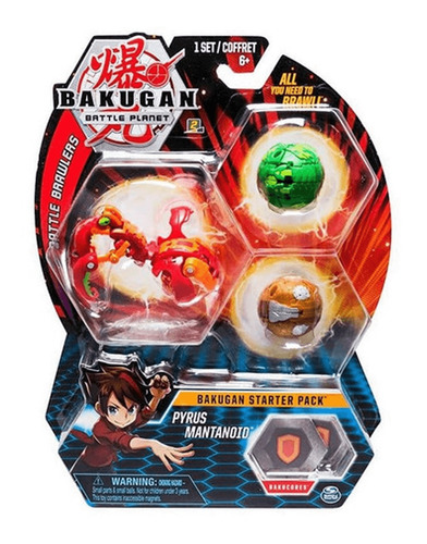 Kit Figuras De Batalha 3 Esferas Bakugan -  Pyrus Mantanoid