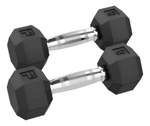Par De Mancuernas Octogonales De 8 Lb Power Systems Color Negro