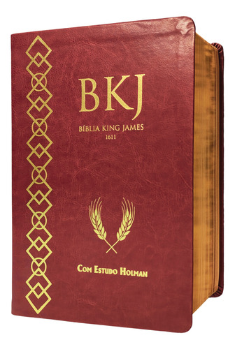 Biblia De Estudo King James Holman 1611 Com Caixa Capa Luxo Marrom Palavras De Jesus Em Vermelho