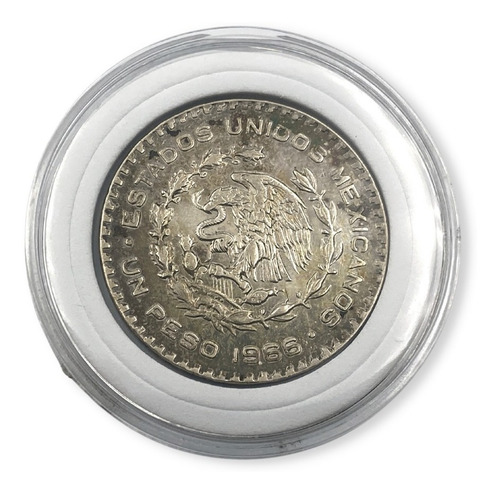 Moneda 1 Un Peso 1966 Plata .100 Morelos México Siglo Xx (Usado)