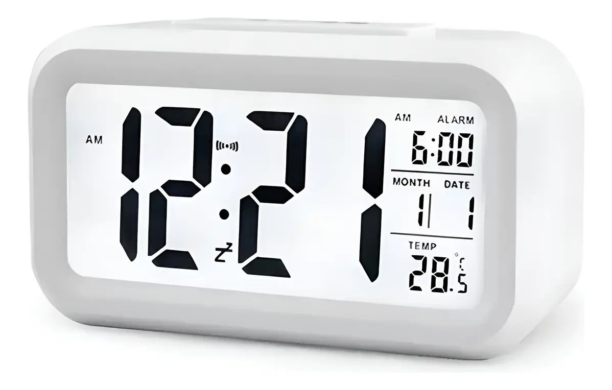 Reloj Despertador Led De Temperatura Digital Función Alarma Color Blanco 110