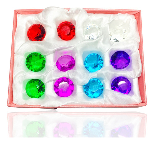 12 Figuras Cristal Set Paquete Diamantes 2 Cm Colores