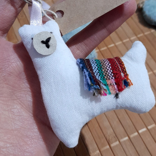 Imagen 3 de 5 de Souvenir Llavero Llama Tela + Tarjeta Personalizada X20