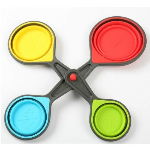 Juego De 4 Tazas Medidoras Plegables Para Cocina Color Colores