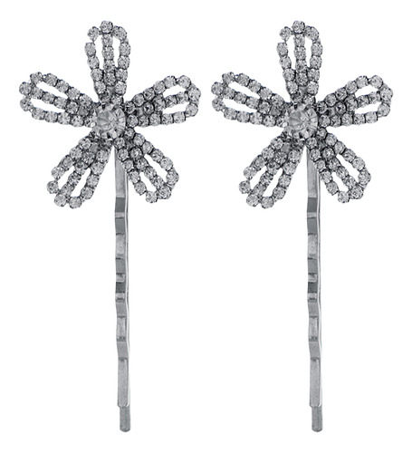 Pinzas Para El Pelo Con Forma De Flor De Cristal, 2 Unidades