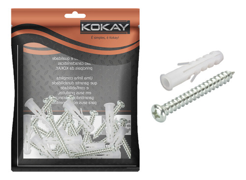 Kit Parafuso Aço C/ Bucha Reforçada 8mm Pacote 20 Unidades - Kokay