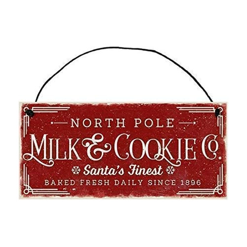 Señal De Madera  North Pole Milk & Cookie Co , Diseño...