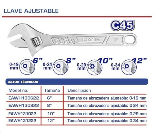 Imagen 2 de 4 de Llave Ajustable De 8