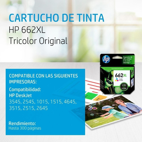 Imagen 2 de 10 de Cartucho Hp 662xl Color Original Cz106al Hp 1515 2515 3515