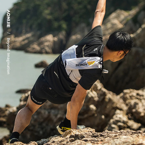 Chaleco Hidratacion 5lts Portabastones Trail Running Aonijie Negro/blanco Talle S