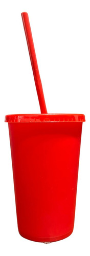 Vaso Con Popote 21 Pzas Reusable Personalizados Todos 16oz Rojo